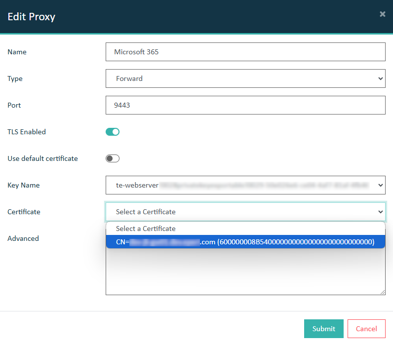 Proxy - Select certificate