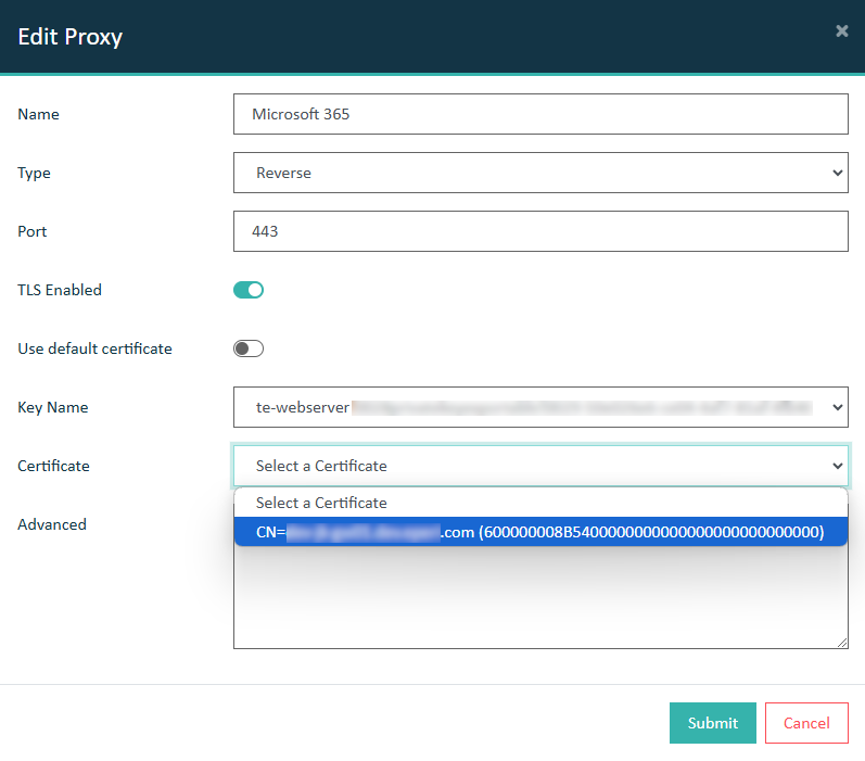 Proxy - Select certificate