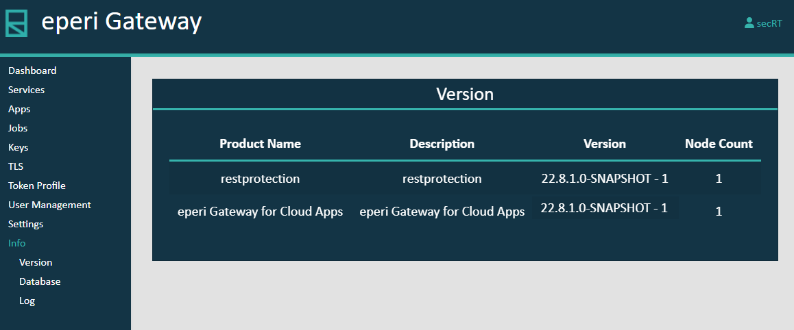 Admin Console - Info page