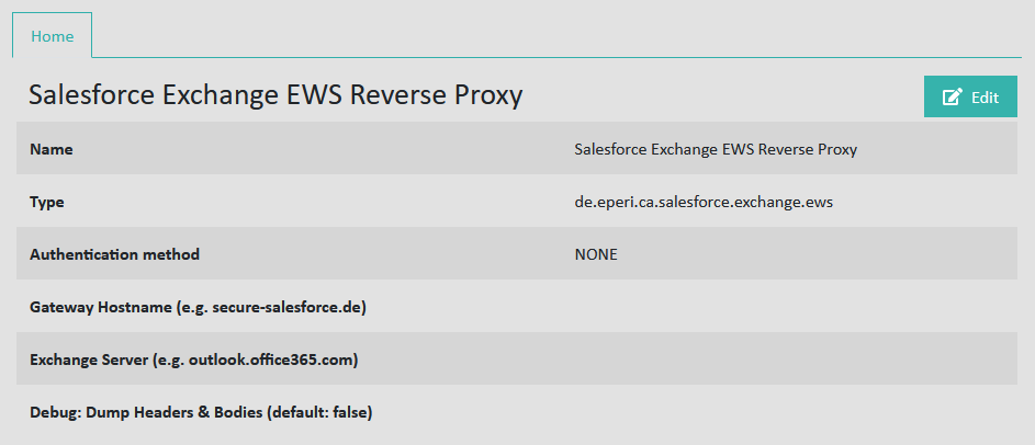 Salesforce Exchange EWS Reverse Proxy App Settings