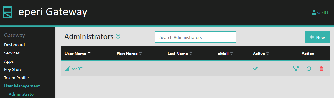 Admin Console - Administrators page