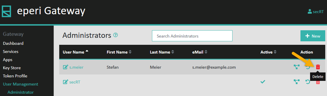 Delete admin action