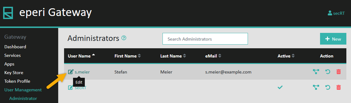 Edit the admin account