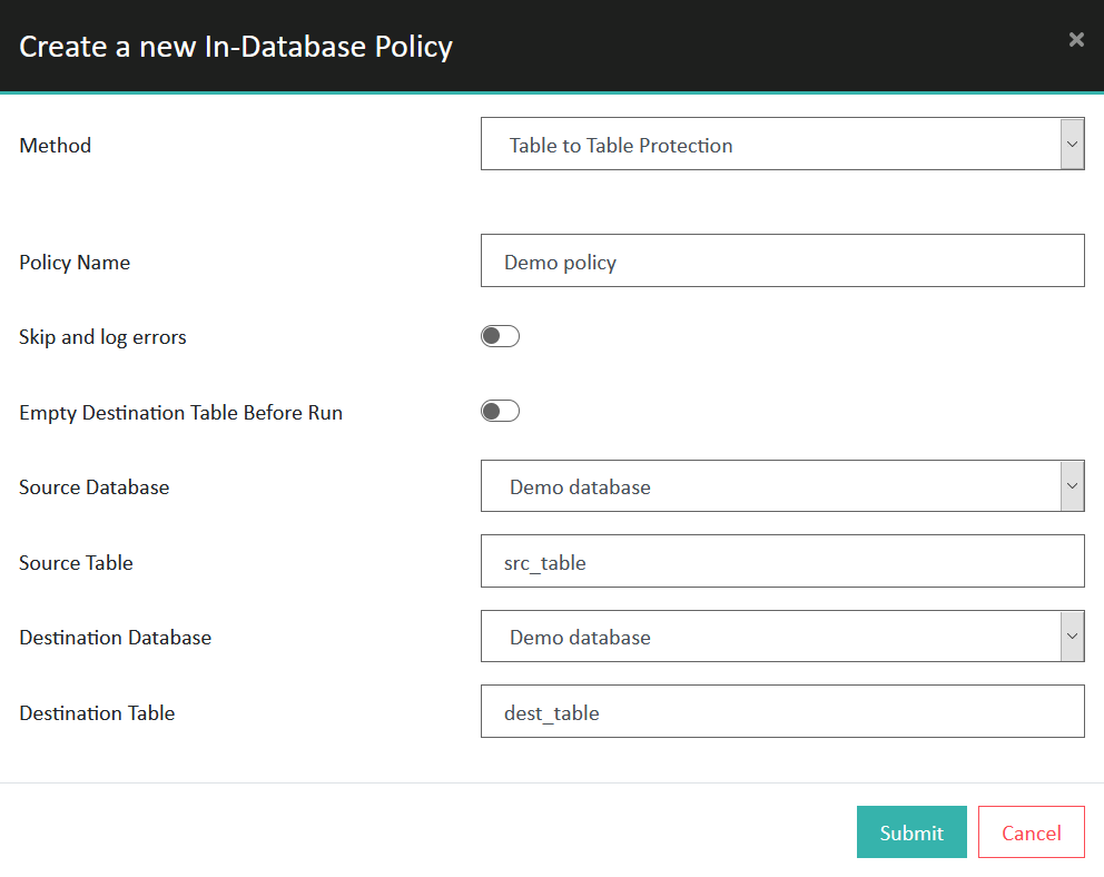 Details of new In-DB policy setting