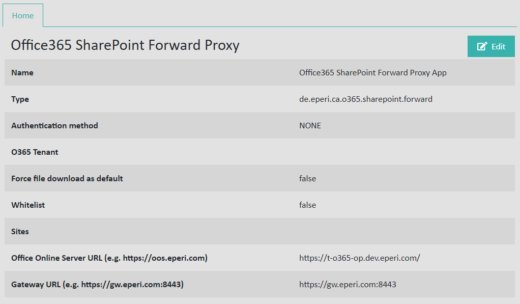 Office365 SharePoint Forward Proxy App Settings