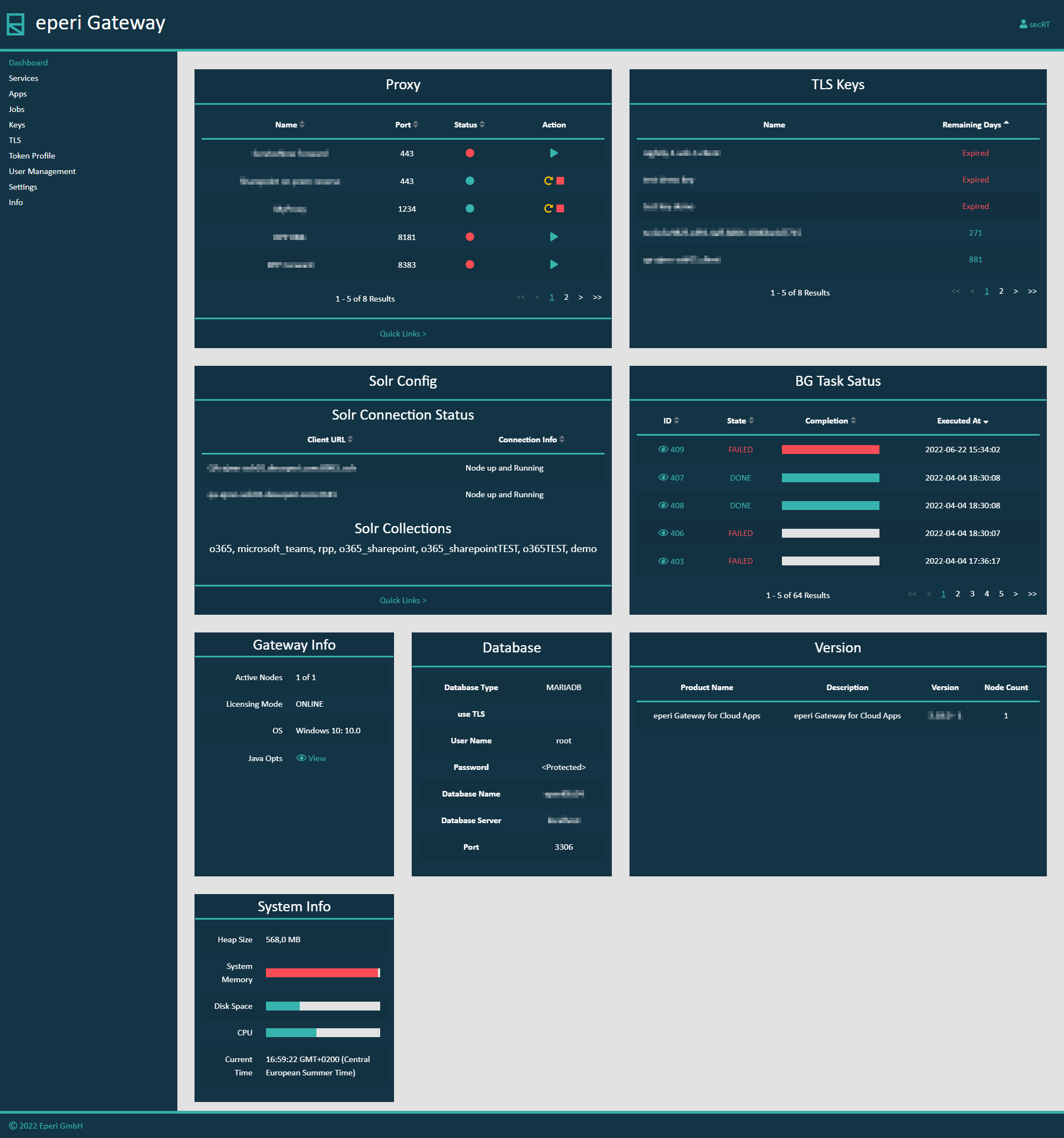 eperi sEcure Admin Console
