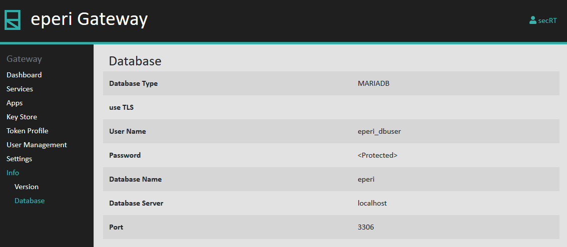 Database settings