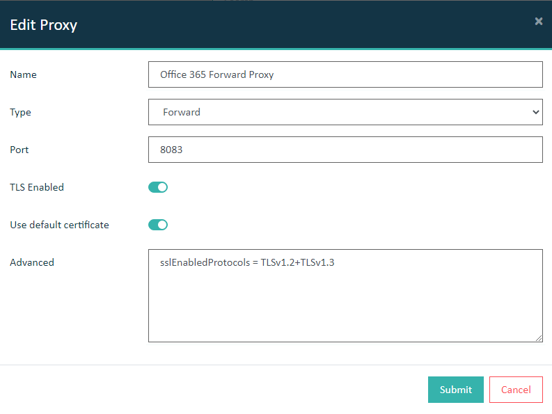 Example of Advanced Proxy Settings