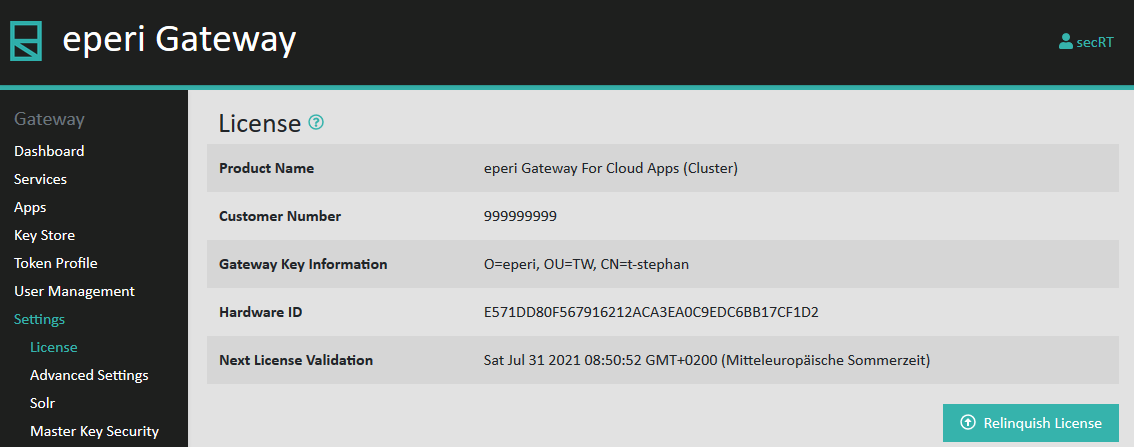 License settings