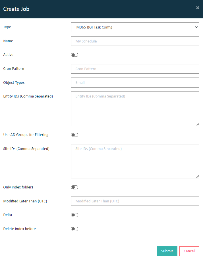 New Indexing Task details