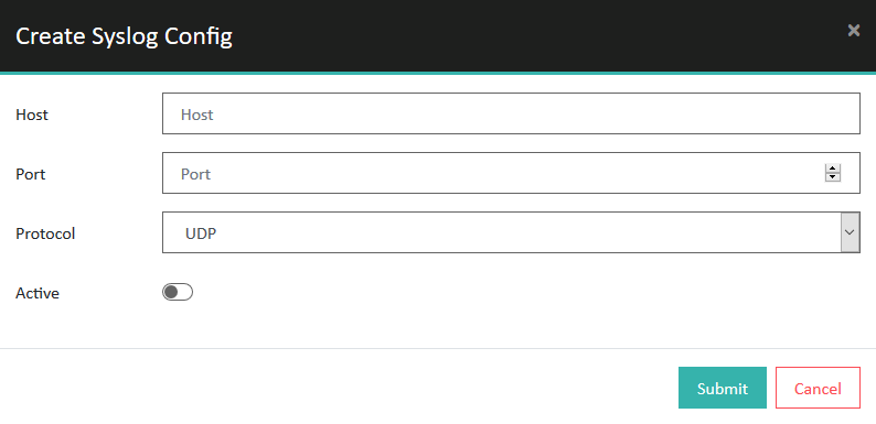 Enter syslog configuration details