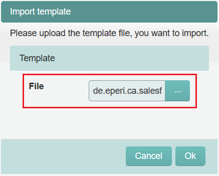 Import Template - choose template file