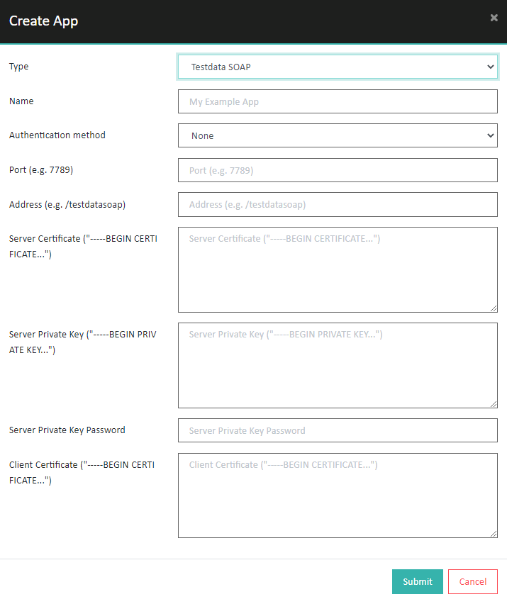 SOAP CSV Tokenizer app configuration