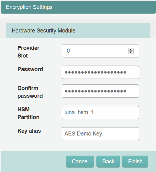 New key - HSM credentials