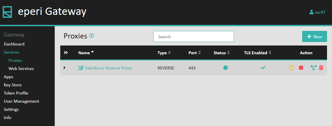 Admin Console - Proxies page