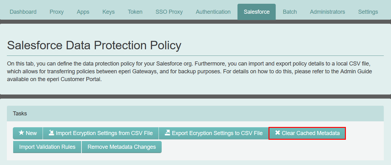 Clear cached metadata