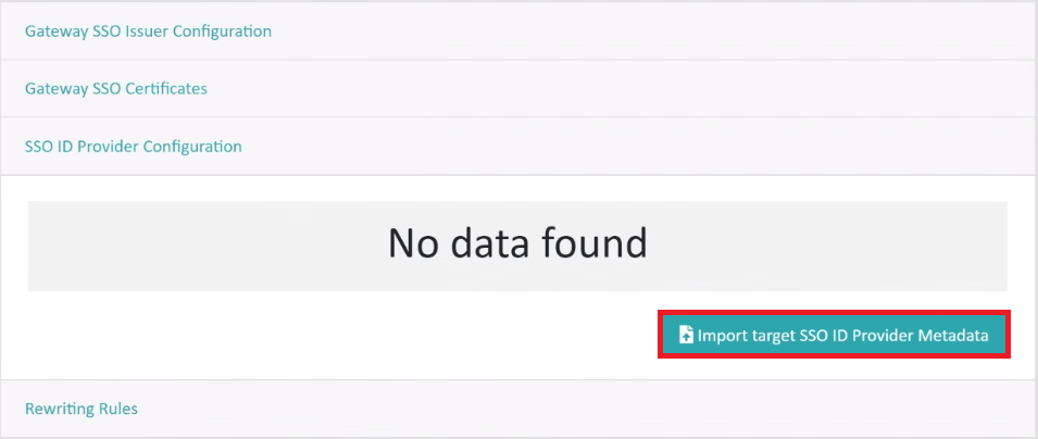 Import target SSO ID Provider Metadata
