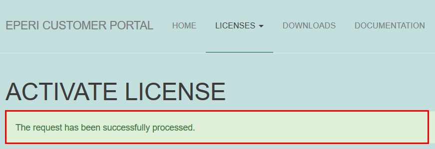 License - Request file successfully uploaded