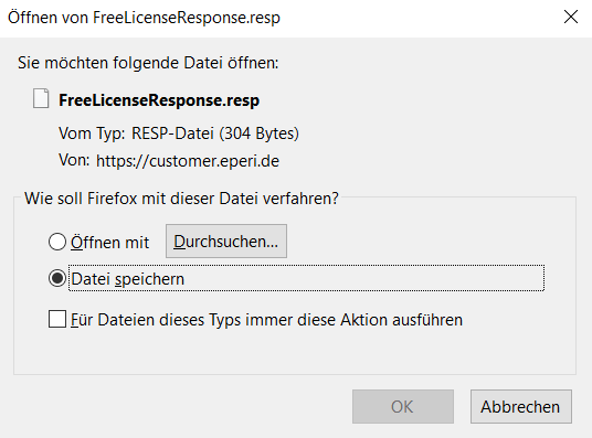 License - Download response file