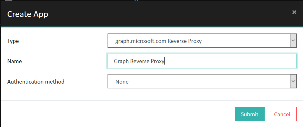 graph.misrosoft.com Proxy App settings