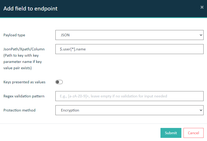 Details for endpoint configuration with encryption