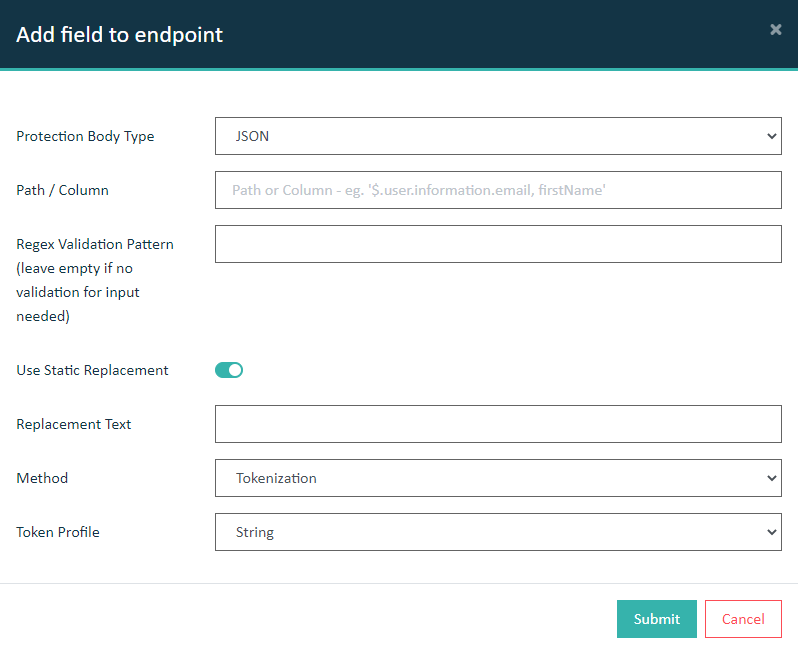 Details for endpoint configuration with input validation"