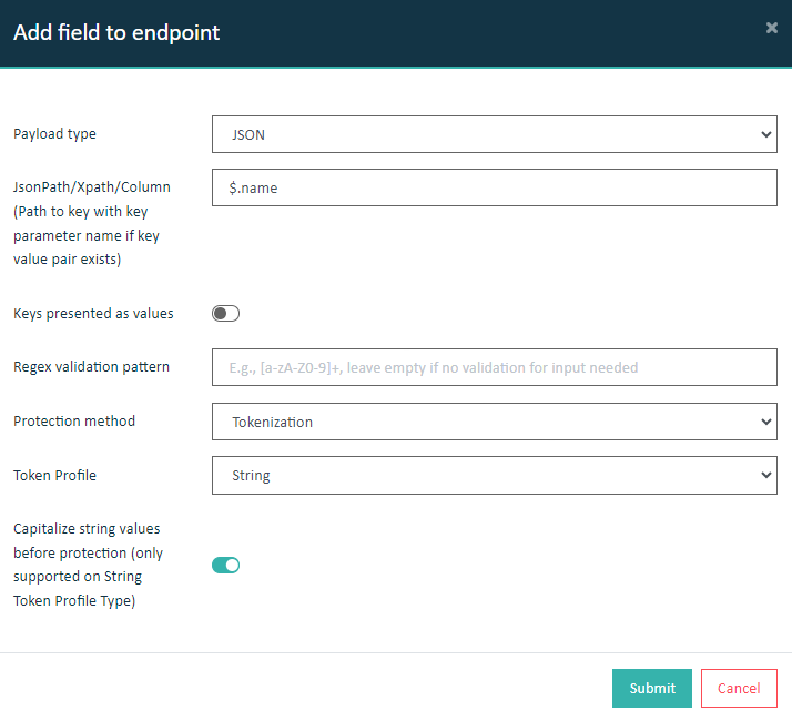 Details for endpoint configuration for String Input Capitalization