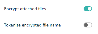Encrypt attached files and optionally tokenize their names