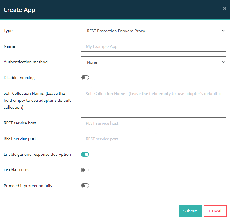 REST Protection Forward Proxy app configuration