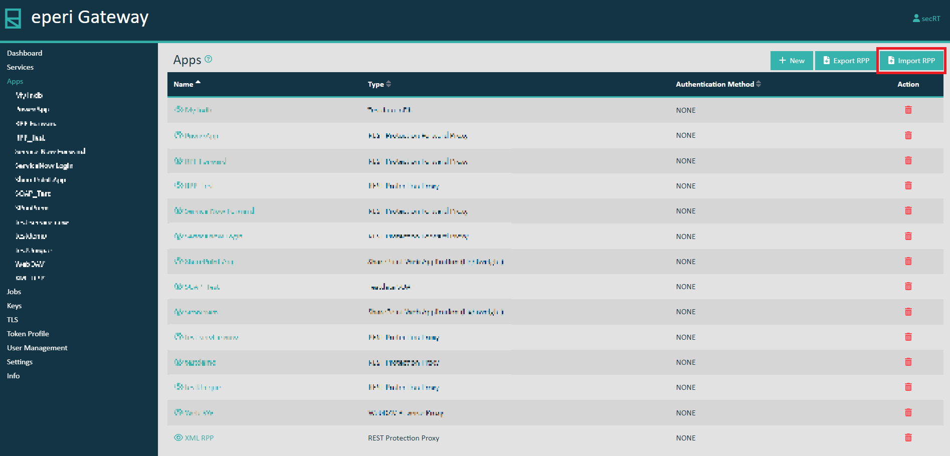 Import RPP - REST Protection Proxy