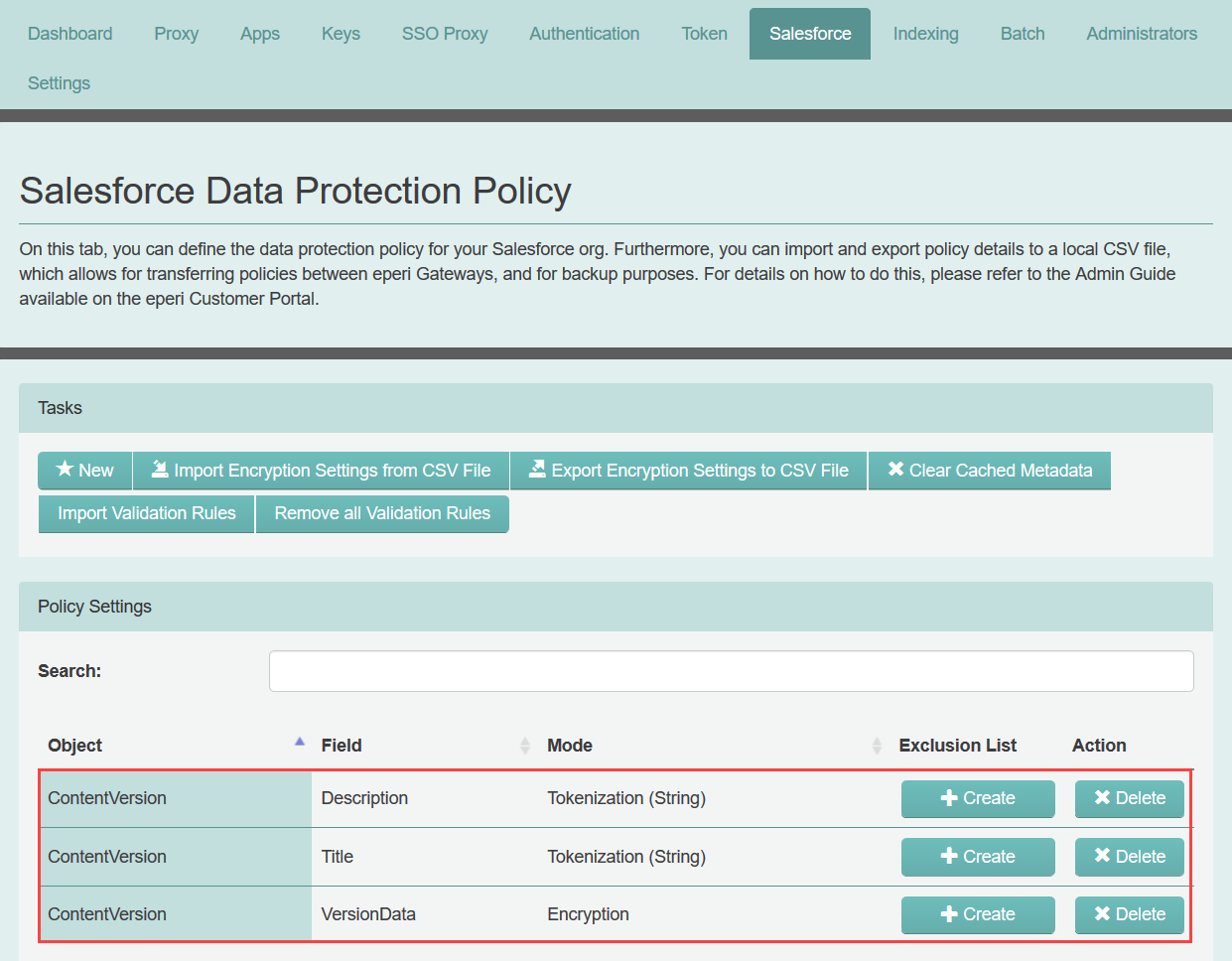 New encryption settings