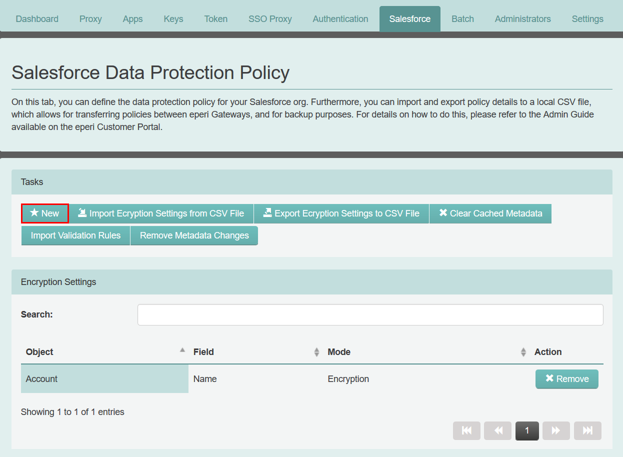 Salesforce tab - New encryption