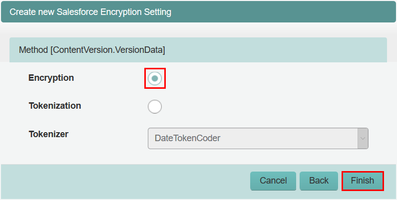 Select encryption method
