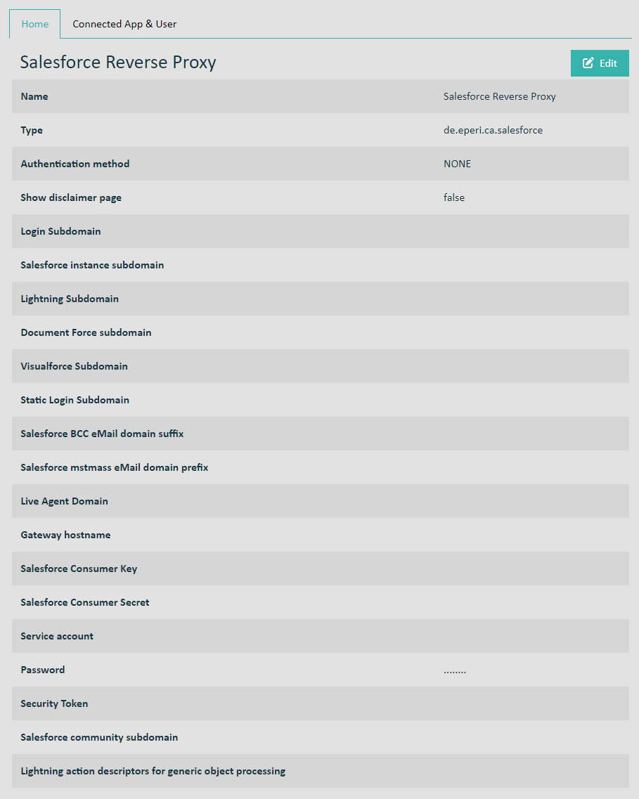 Salesforce Reverse Proxy App Settings