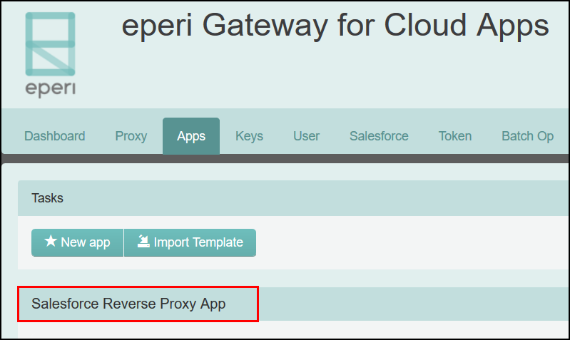 Name of the Salesforce Reverse Proxy App in the Admin Console