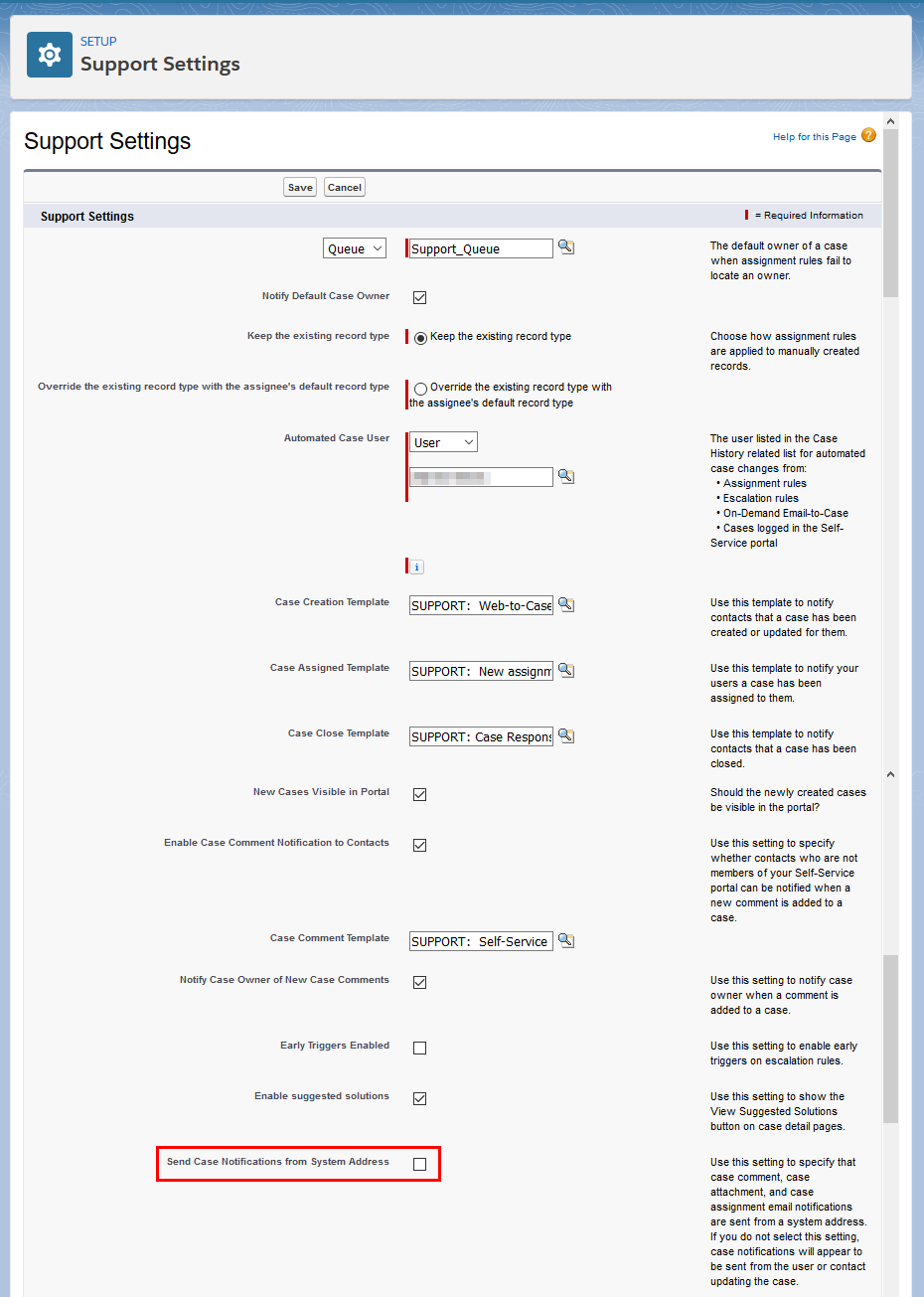 Support settings page - part one