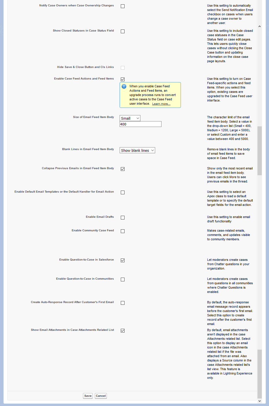 Support settings page - part two