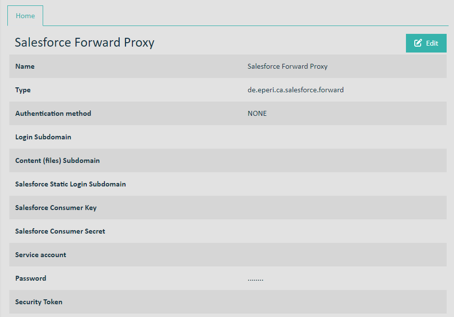 Salesforce Forward Proxy App Settings