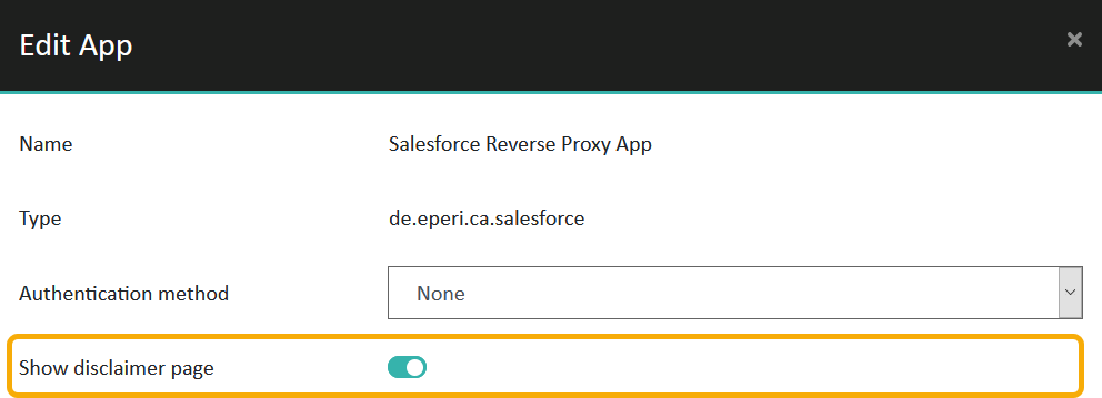 App configuration - Show disclaimer page