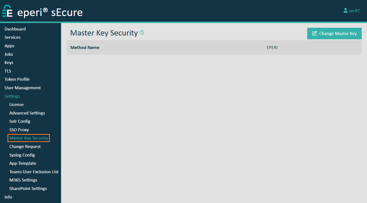 Master Key settings