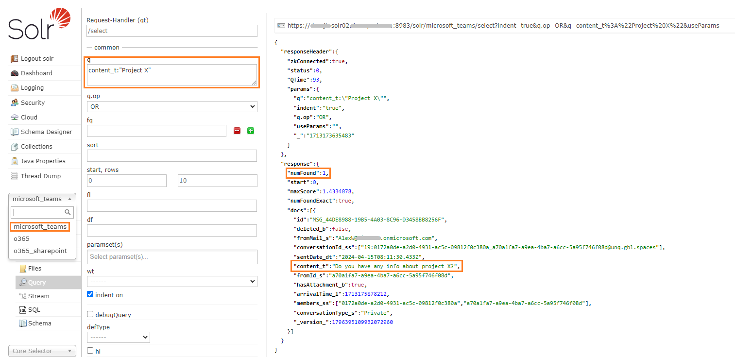 How to query a Solr collection in order to test a configset.